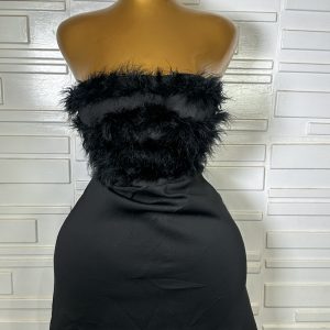 Fuzzy bodycon tube dress mini short women gown