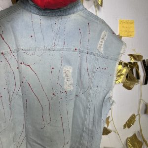 Armless hoodie denim jacket